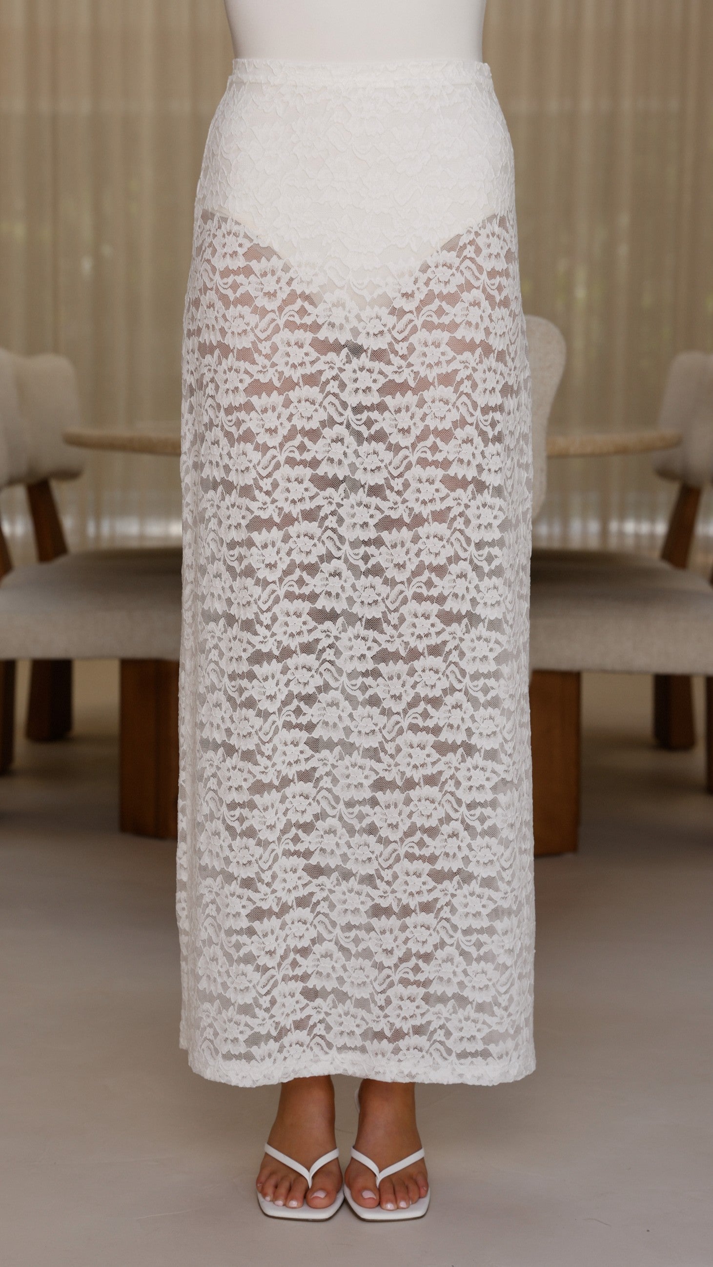Harlene Lace Maxi Skirt - White