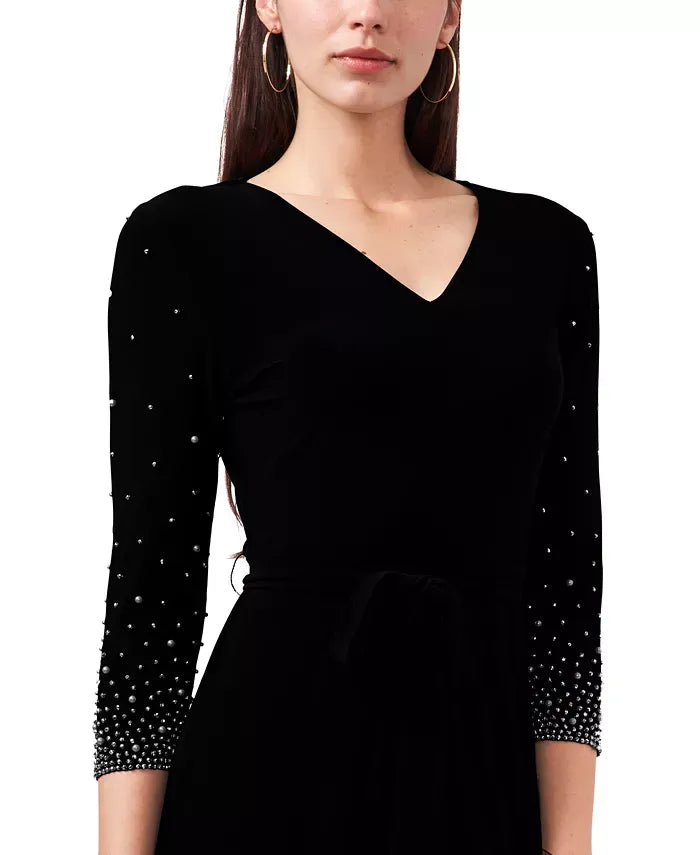 MSK V-Neck Beaded Midi Dress
