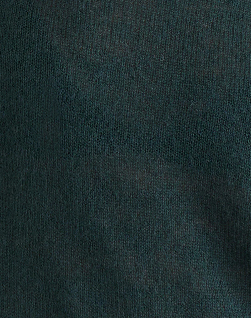 Aika Top in Sheer Knit Dark Green