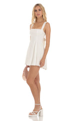 Back Bow Fit and Flare Dress in Ivory