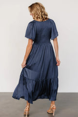 Lovell Smocked Midi Dress | Midnight Blue