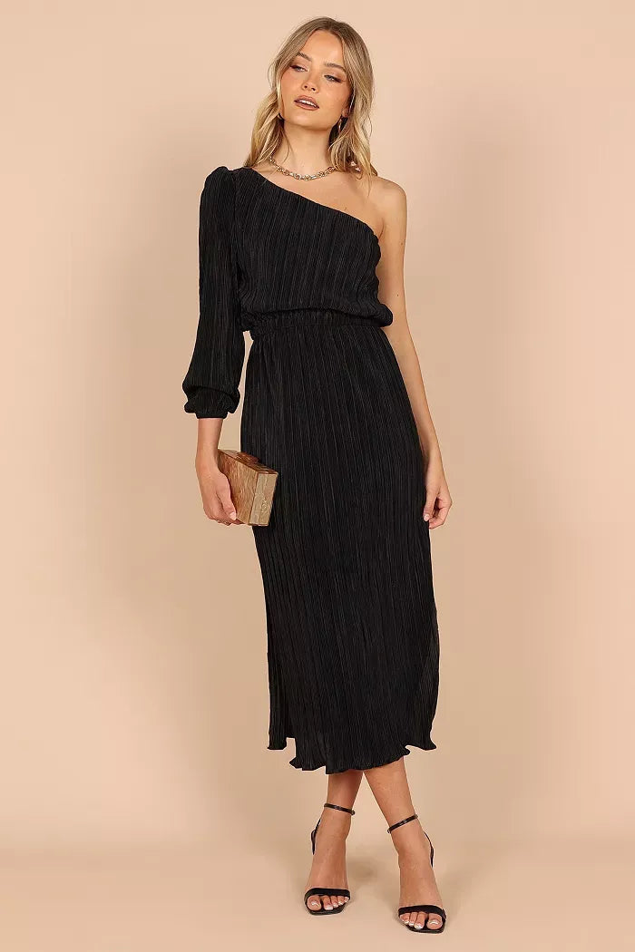 Petal and Pup Women's Pontee One Shoulder Pleated Midi Dress