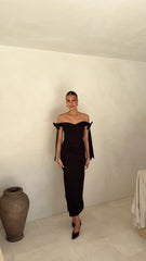 Zylah Off Shoulder Midi Dress - Black